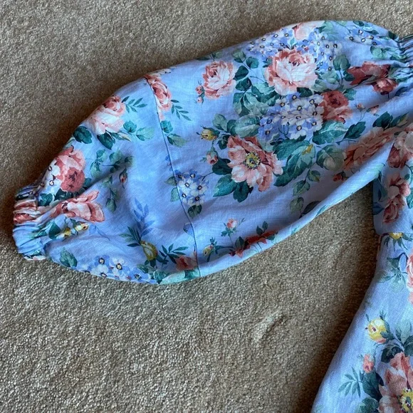 zimmermann bobbie shoulder dress floral puff sleeve vintage
